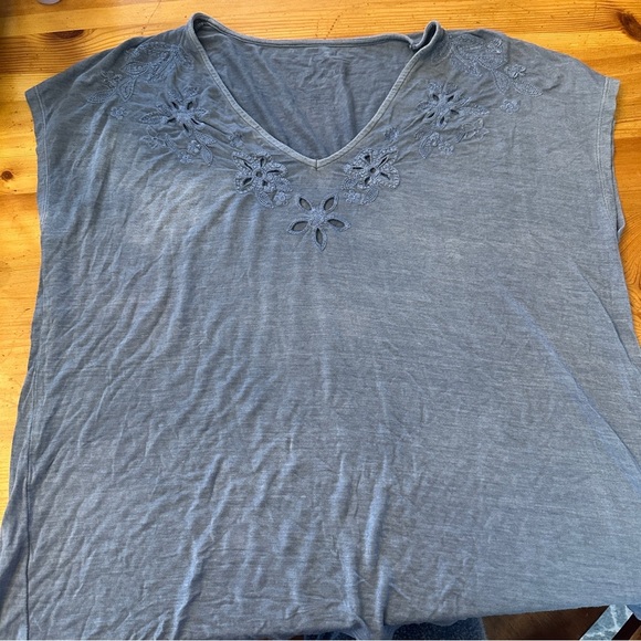 American Eagle Outfitters Tops - SOFT & SEXY American Eagle Outfitters embroidered flowers V neck M distressed